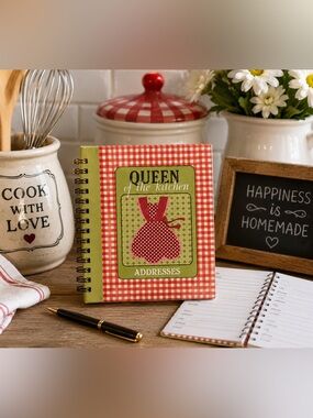 Queen of the Kitchen Mini Address Book Retro Plaid Organizer